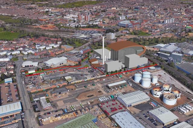 The proposed power plant in St James would have a towering presence above the Northampton skyline.