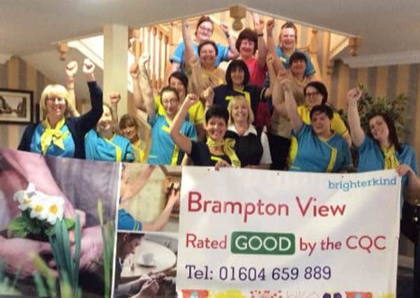 Staff of brighterkinds Brampton View care home celebrate their Good rating after a recent unexpected inspection