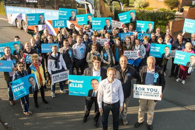 The Conservative "battle bus" visited Northampton in April last year. The Tories have come under heavy fire for registering the bus as a national expense - though it has emerged its activiststs were briefed on local matters.