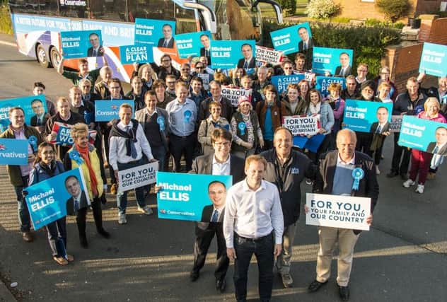 The Conservative "battle bus" visited Northampton in April last year. The Tories have come under heavy fire for registering the bus as a national expense - though it has emerged its activiststs were briefed on local matters.