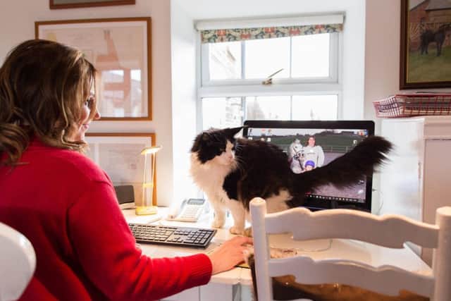 Ruth Adams, 51, from Northamptonshire, with her cat Titus, aged 9. Picture: Holly Cato