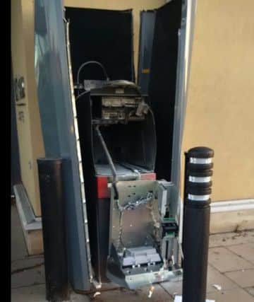 The scene at Waitrose in Oundle where a cashpoint was targeted by thieves