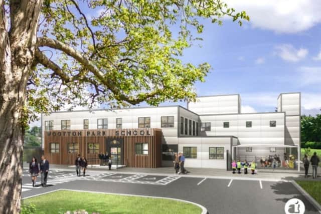 The artist impression of the temporary building proposed by Wootton Park School Trust on the site of the current Northamptonshire Police headquarters