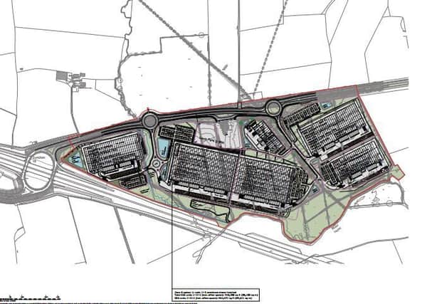 The masterplan of the proposed scheme, showing two new roundabouts.