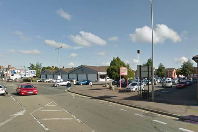 The Aldi and Iceland car park where the handbag snatch took place