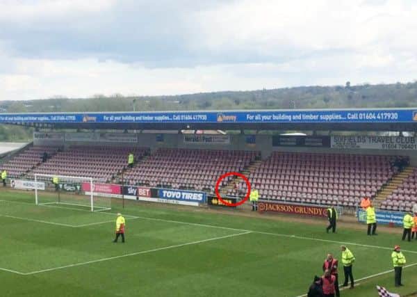Tim Owen alone in the stand. Pictures via SWNS