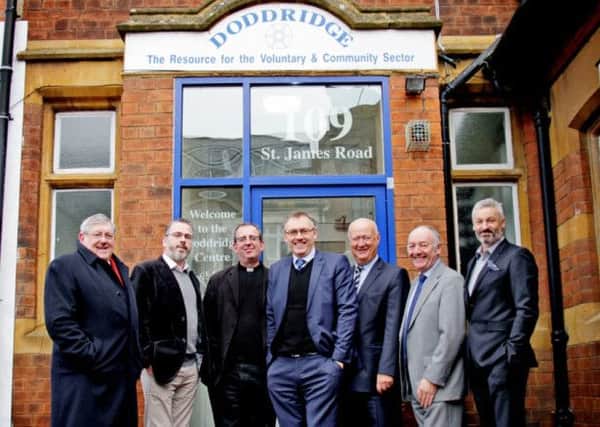 From left to right, Brian Binley, chairman of St James' Residents Association Graham Croucher, former Communard Rev Richard Coles, Peter Rolton of Rolton Kilbride, Colin Banyard, director of business and innovation at Northamptonshire Enterprise Partnership, David Rolton and Vice Chancellor of the University of Northampton Prof. Nick Petford