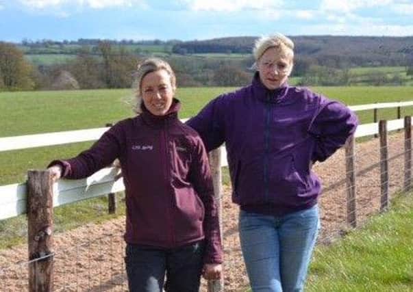 Training neighbours Laura Horsfall (left) and Tracey Leeson are pictured at their home gallops and both hope to send out winners in the near future