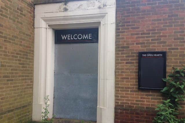 The entrance to the derelict pub