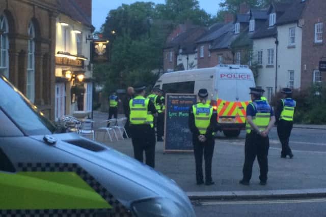 Police at the scene in Daventry town centre