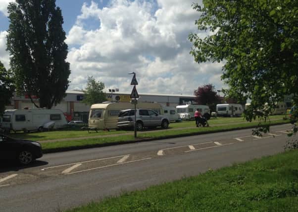 A travellers' encampent has set up in Mill Lane, near the Gladstone Road industrial estate.