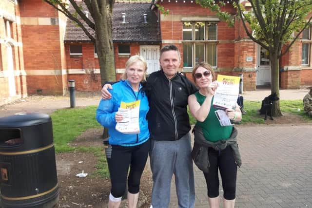 Lorraine Daffy (right) has walked 50 miles to raise money for a new carpet for her friend who has recently lost her teenage son