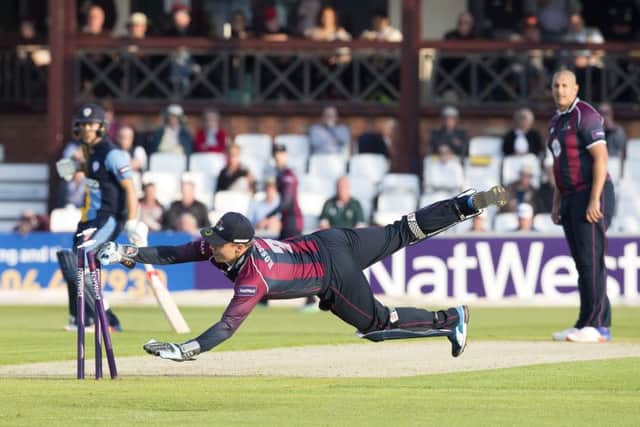 Adam Rossington attempted a run out in a dramatic game at the County Ground (pictures: Kirsty Edmonds)