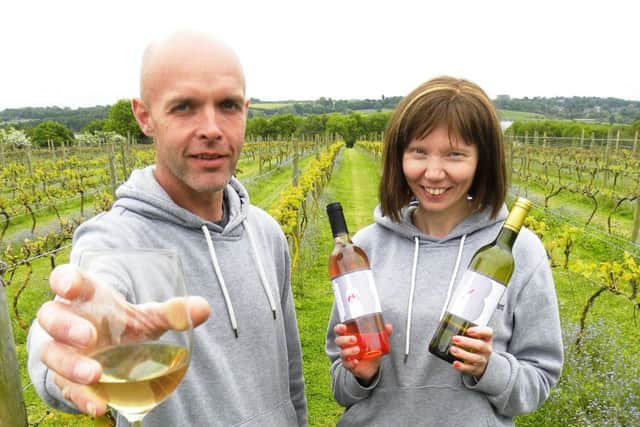 Mark and Julia Bennett in their Brixworth vineyard