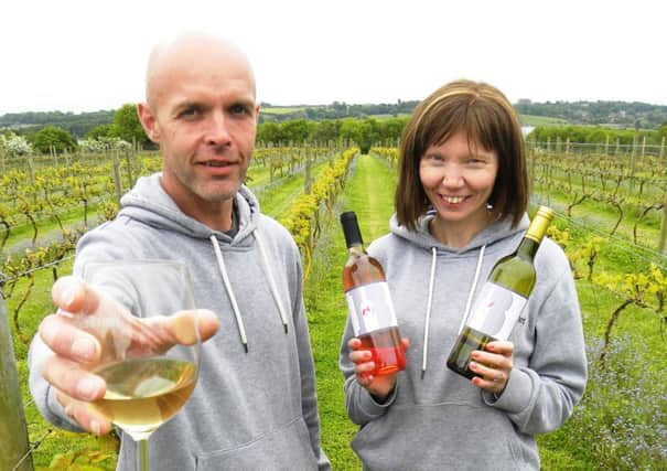 Mark and Julia Bennett in their Brixworth vineyard