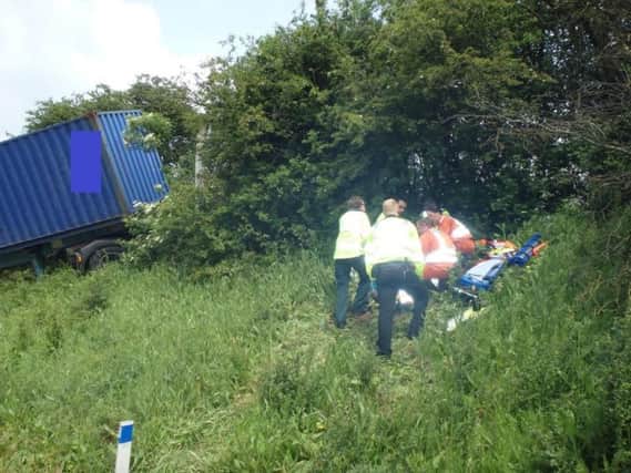 A man in his 50s is in a serious but stable condition after he was treated by paramedics from the air ambulance after a crash on the M1