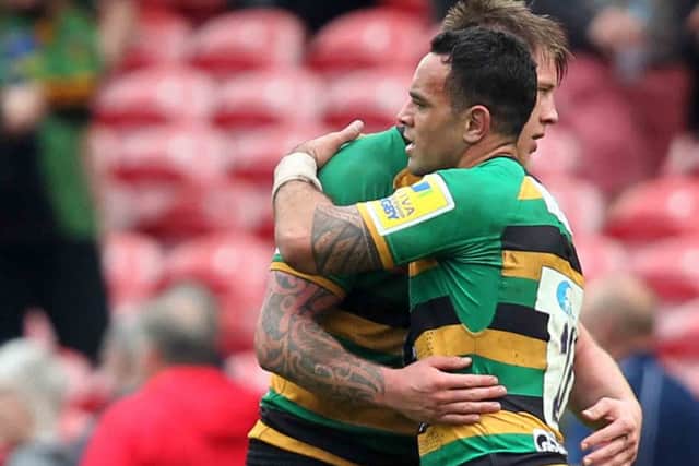 Kahn Fotuali'i said goodbye to Saints after the win at Gloucester last month (picture: Sharon Lucey)
