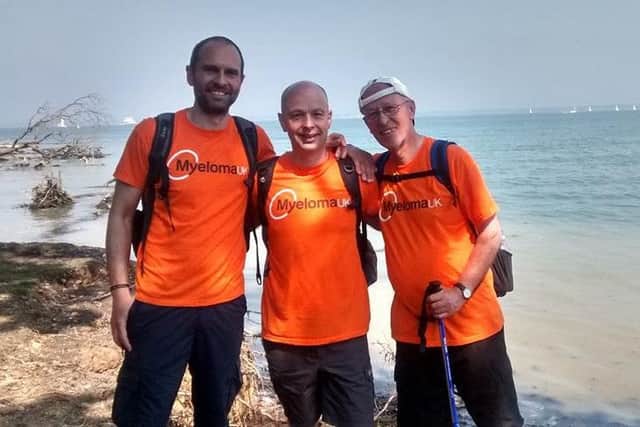 Brett with Jon and Jon's father during their walk around the Isle of Wight.
