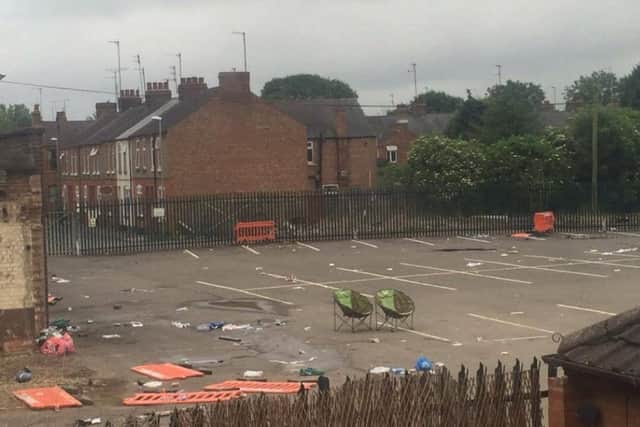A lot of rubbish has been left on a site in Northampton where 14 travellercaravans stayed for two days