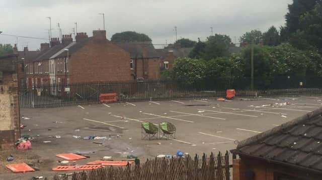 A lot of rubbish has been left on a site in Northampton where 14 traveller
caravans stayed for two days
