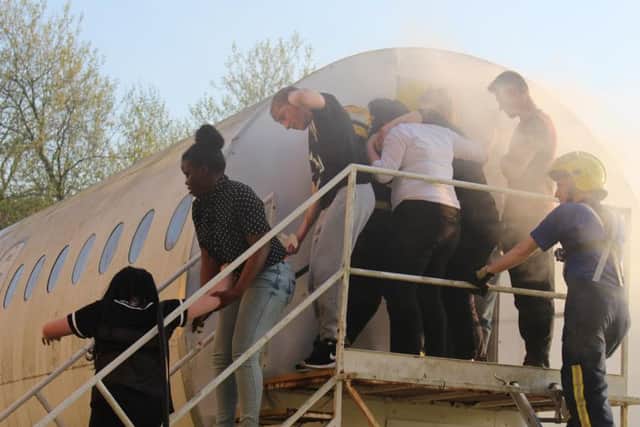 A training exercise involving the emergency evacuation of a large passenger plane based at Tresham College is to feature on the BBC