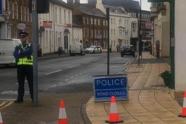 The scene in Sheep Street, Northampton