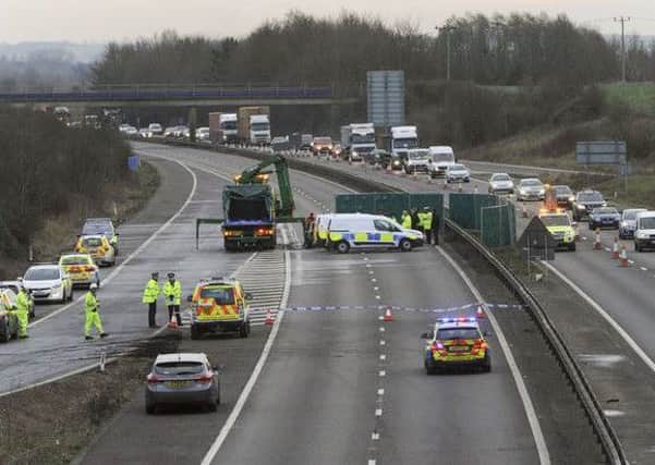 Foyzul Islam, 43, of Rothwell, died instantly when his Mercedes burst into flames at 60mph along the M11 near Cambridge