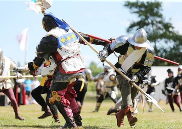 Delapre Abbey - Battle of Northampton commemorative event. Medieval tournament by local re-enactors the Harrington Company along with the Medieval Siege Society. NNL-150507-110706009