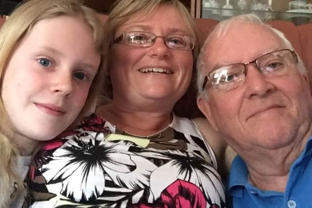 Hayley James with her niece and her dad, both of who live with diabetes