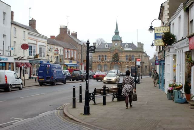 Towcester town hall and Market Square.