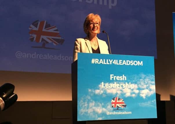 Andrea Leadsom MP at a rally. Photo by Andrew Murrison @murrisonMP