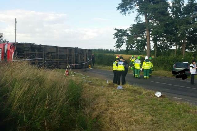 The scene of the bus crash in Oundle