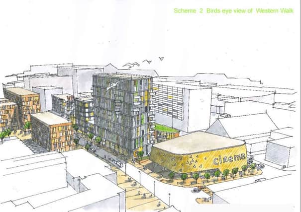 An artist's impression of the second scheme proposed for Greyfriars in Northampton