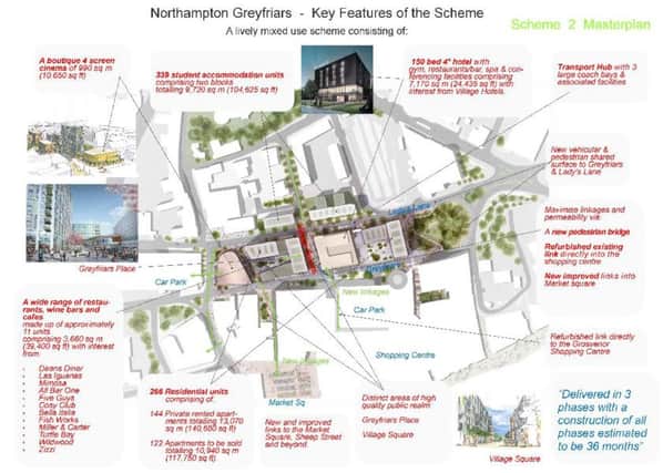 An artist's impression of the second scheme proposed for Greyfriars in Northampton