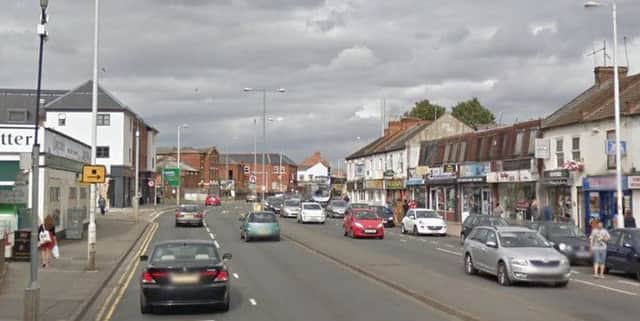 Three men were seen running away from a crashed car in Wellingborough Road early yesterday morning.