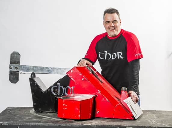 Jason Marston took around 400 hours to build Thor using Â£4,500 of materials, all for the new series of Robot Wars. Photograph by Alan Peebles.