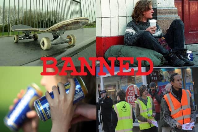 A number of items are now banned in Kettering's town centre.