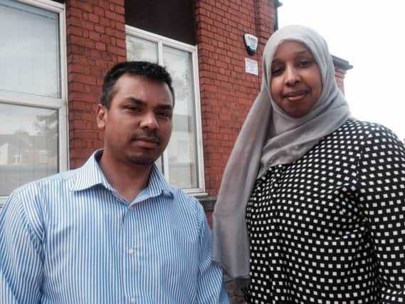 Councillor Enam Haque and Muna Cali at the Clare Street mosque - which is hosting an open day on Saturday.