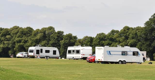 A group of travellers have pitched up non The Racecourse in Northampton