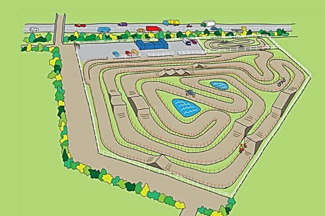 An artist's impression of the track, the M1 is in the background