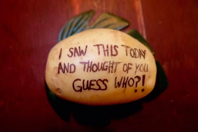Lewis Gazzina send sending messages on potatoes was more "funny and memorable" than sending a card