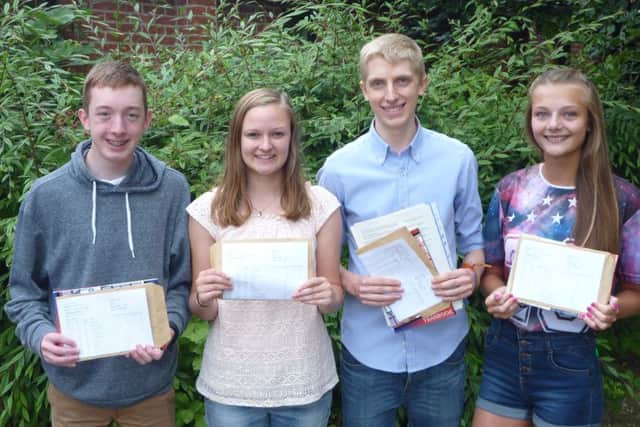 From left, Callum Beck ( Oxford University - chemistry), Caroline Watkins (Aston University, Birmingham  optometry), VJ Pratley (Oxford University  physics), Lauren Johnson Manchester University  maths)