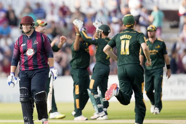 BAD NIGHT - Richard Levi trudges off after being dismissed in Notts Outlaws' six-wicket win over the Steelbacks in July