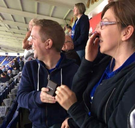 Romantic Leicester City fan Matt Yeoman stunned his girlfriend Stacey Peach by proposing to her on the big screen before kick-off at the Premier League champions' ground.