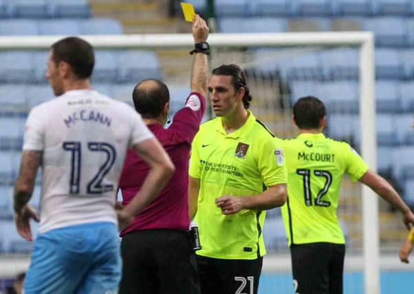 YELLOW PERIL - John-Joe O'Toole picked up his fifth yellow card of the season at Coventry, leading to him being suspended for last weekend's win over Milton Keynes Dons