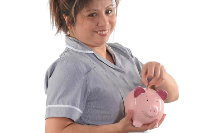 An image of an NGH nurse with a symbolic piggy bank, which was used in the recruitment campaign