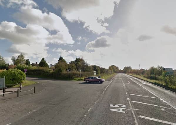 The A5/Heyford Lane junction on the A5. Photo from Google Streetview