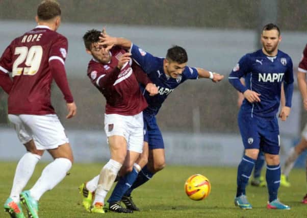 Action from the last time the Cobblers met Chesterfield, with the Spireites winning 3-1 at Sixfields