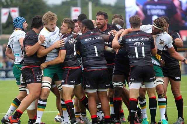 It was a feisty affair at Allianz Park