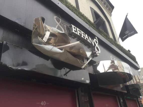 The remains of the sign outside Steffans in Abington Square